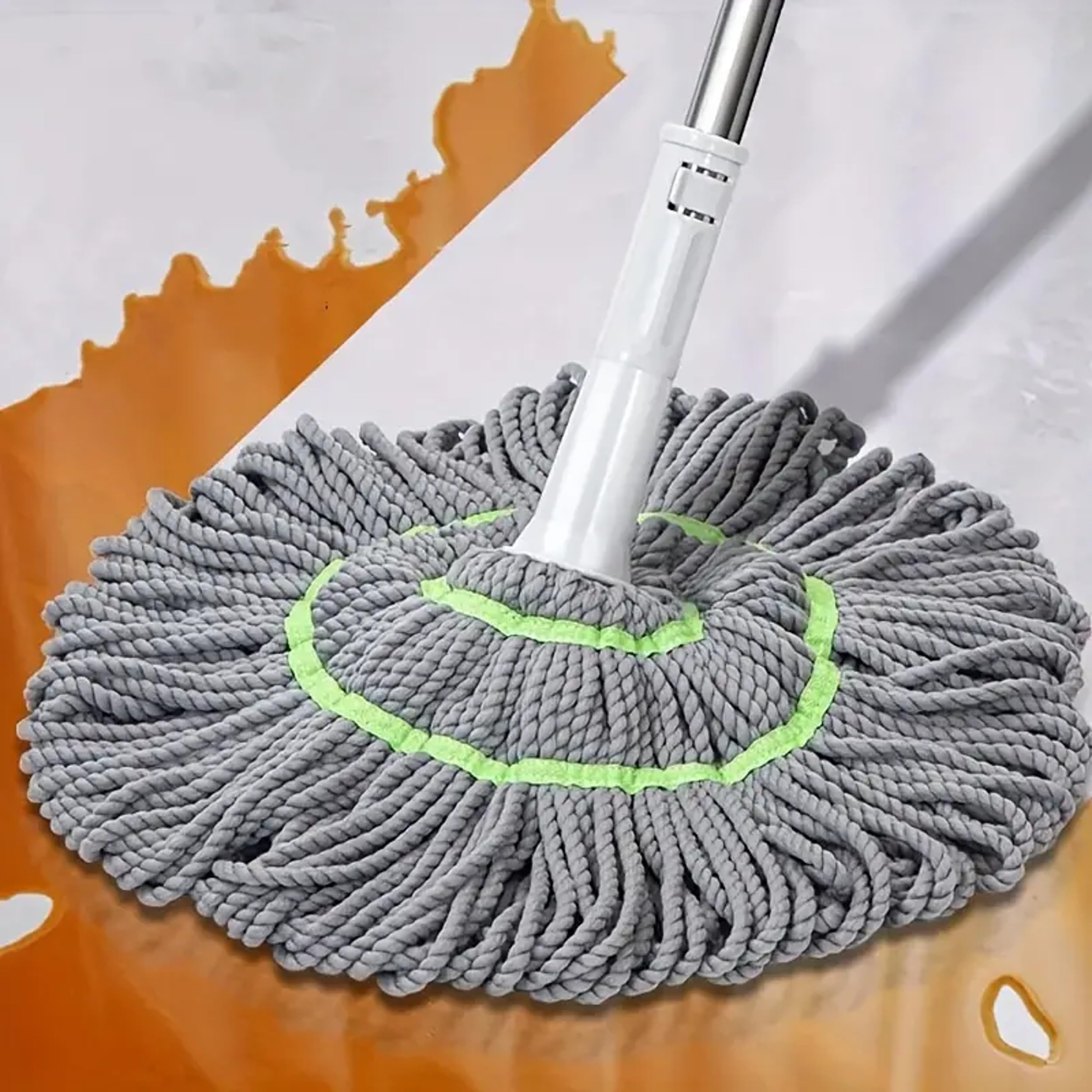 Self Wringing Squeeze Twist Mop,cleaning mop for kitchen and home, Microfiber Twisting Mop, Extendable Stainless Steel Handle, Reusable and washable Household Cleaning Supplies.