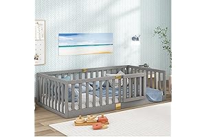 Tatub Montessori Twin Floor Bed with Safety Guardrails for 1-Year-Olds