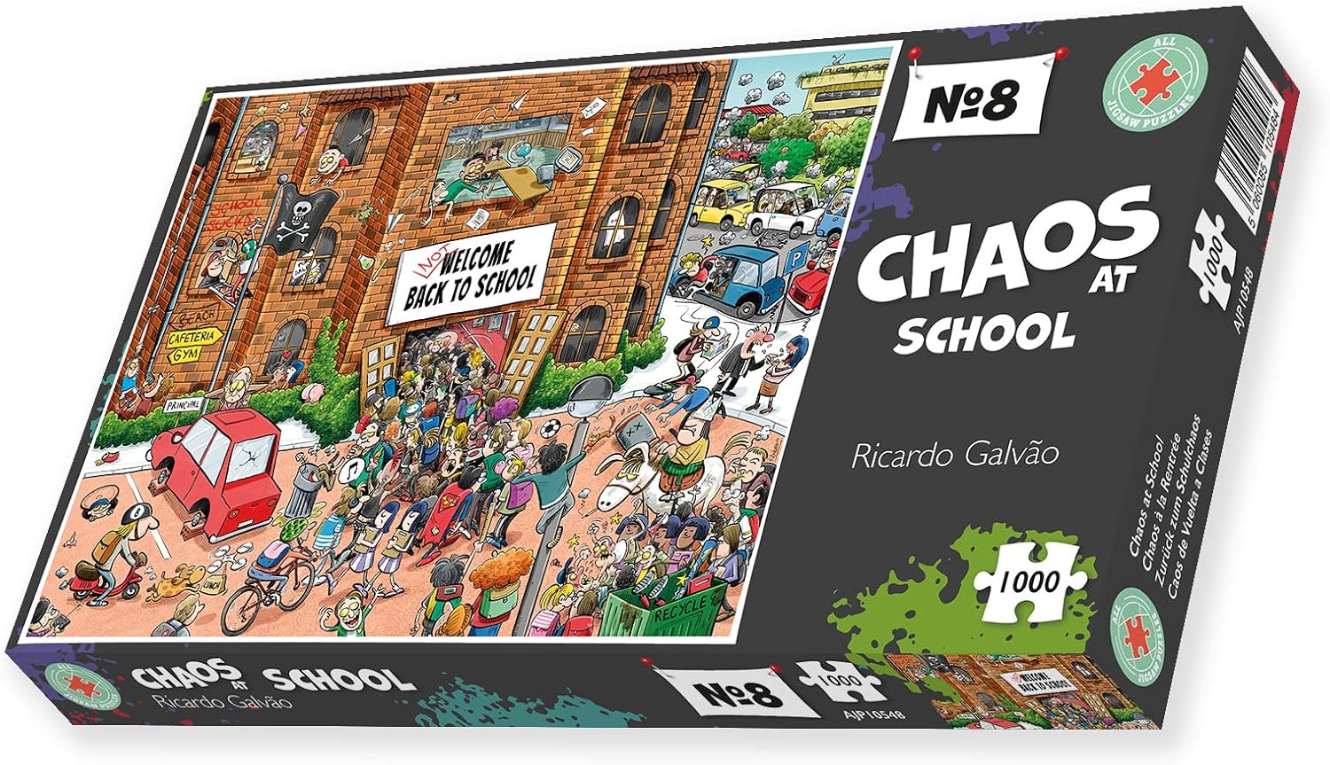 Jigsaw Puzzles for Adults - Back to School Chaos - 1000 Piece Jigsaw Puzzles for Adults, Teens, Kids | Recycled Puzzleboard | Funny Cartoon Puzzles