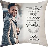 Vista 9 de Hyturtle Almohada conmemorativa personalizada de condolencias con inserto de 12 x 12 pulgadas, regalos impresos de doble cara para la pérdida de un