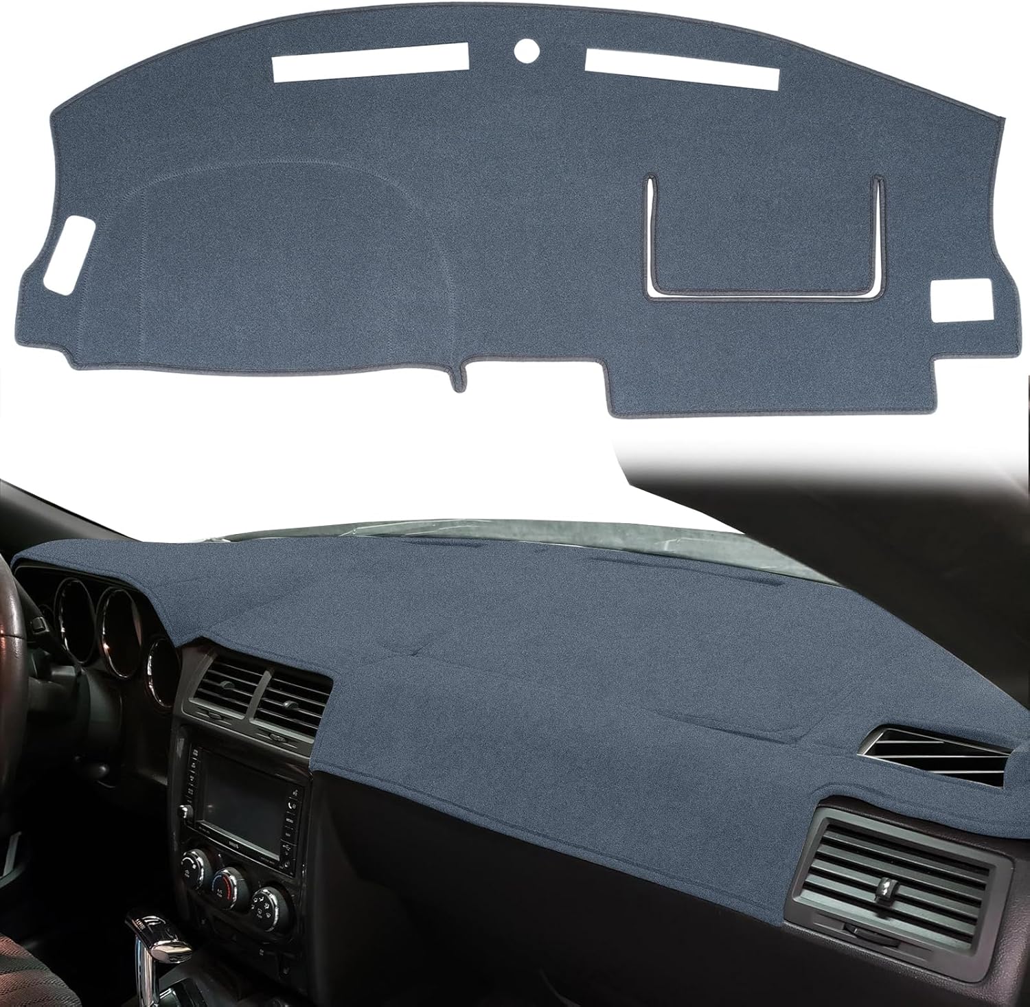 Dash Cover Custom Fit for Dodge Challenger 2008-2014 with Light Sensor w/o Speaker Cutout, Dashboard Cover Mat Pad Carpet Protector (Black)