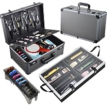 Yueieoun Professional Barber Case - Portable Barber Tool Case Hair Clipper Organizer with Combo Locks, Detachable Trays for Clippers, Shears, Razors, Trimmers - Secure Storage for Barbershop or Travel