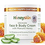 Hydrating Face Moisturizer & Body Cream with Manuka Honey Cream - Organic Face Moisturizer with Honey for Extremely Dry Skin - for Dry & Itchy Skin, Rosacea & Eczema Prone Skin 8oz