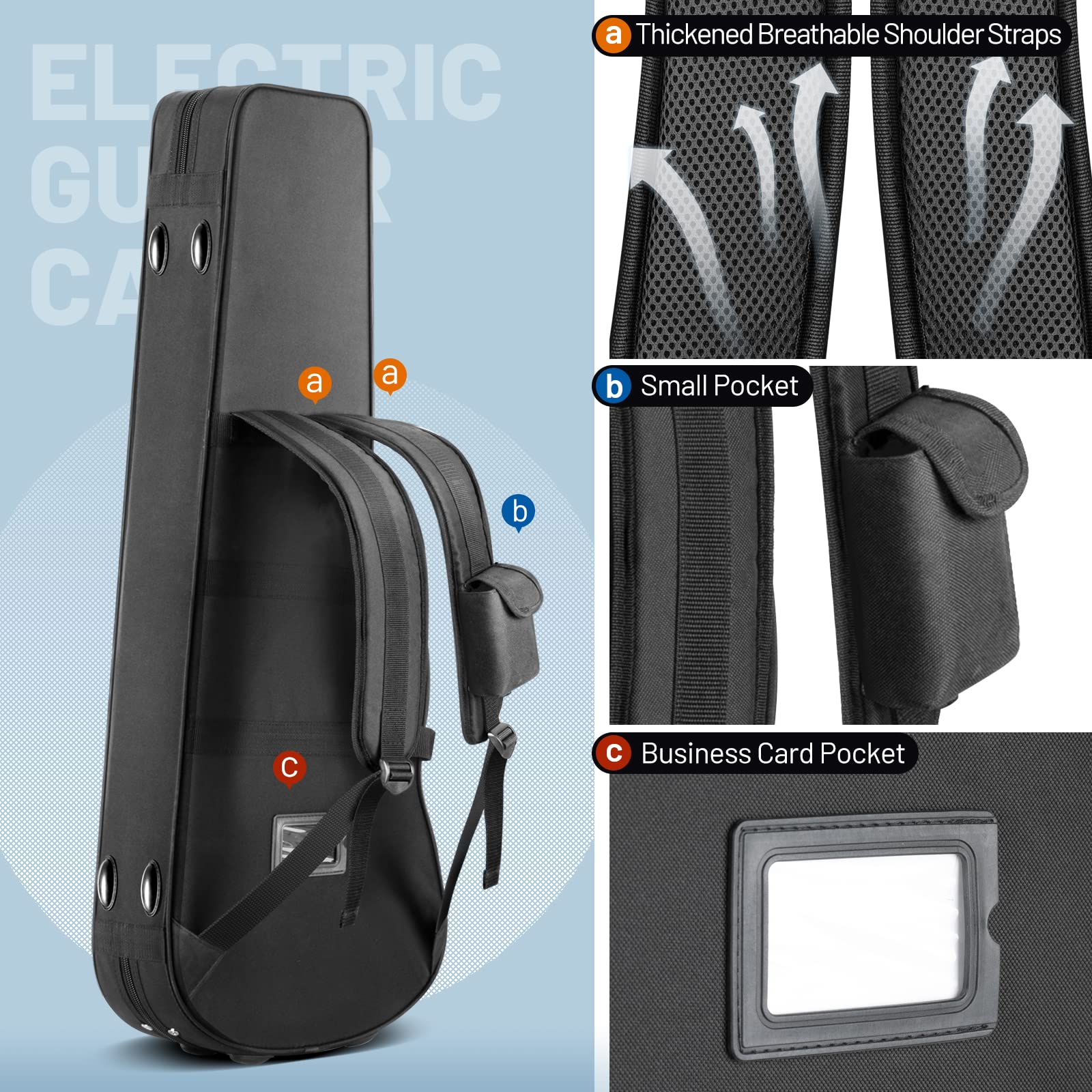 CAHAYA Étui pour Guitare électrique Coque Rigide 25 mm d'épaisseur Compression Antichoc Chute Protection de sécurité Durable Étui léger pour Piano Convient pour Guitare électrique 40 Pouces CY0300