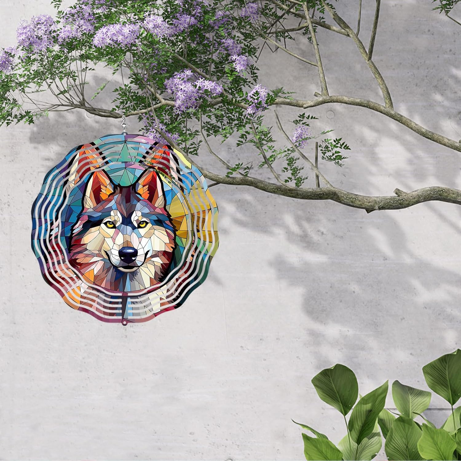 Husky Wind Spinner Pet Dog Memorial Gifts 3D Aluminum Metal Kinetic Hanging Wind Sculpture Spinners for Yard and Garden Indoor OutdoorWindow Yard Art Garden Decoration 8 Inch (Husky 1)