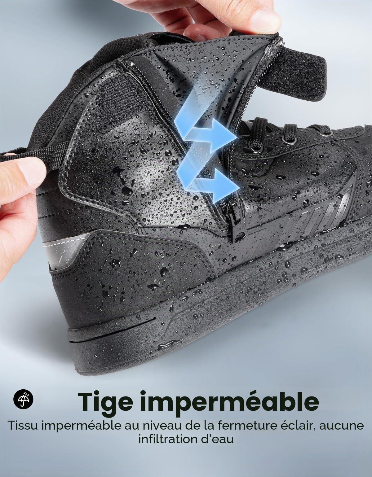 KEMIMOTO Chaussure Moto Homme Imperméables, Botte Moto Hommes Décontractées, Chaussures de Motocross avec Support de Cheville et Semelle Antidérapante
