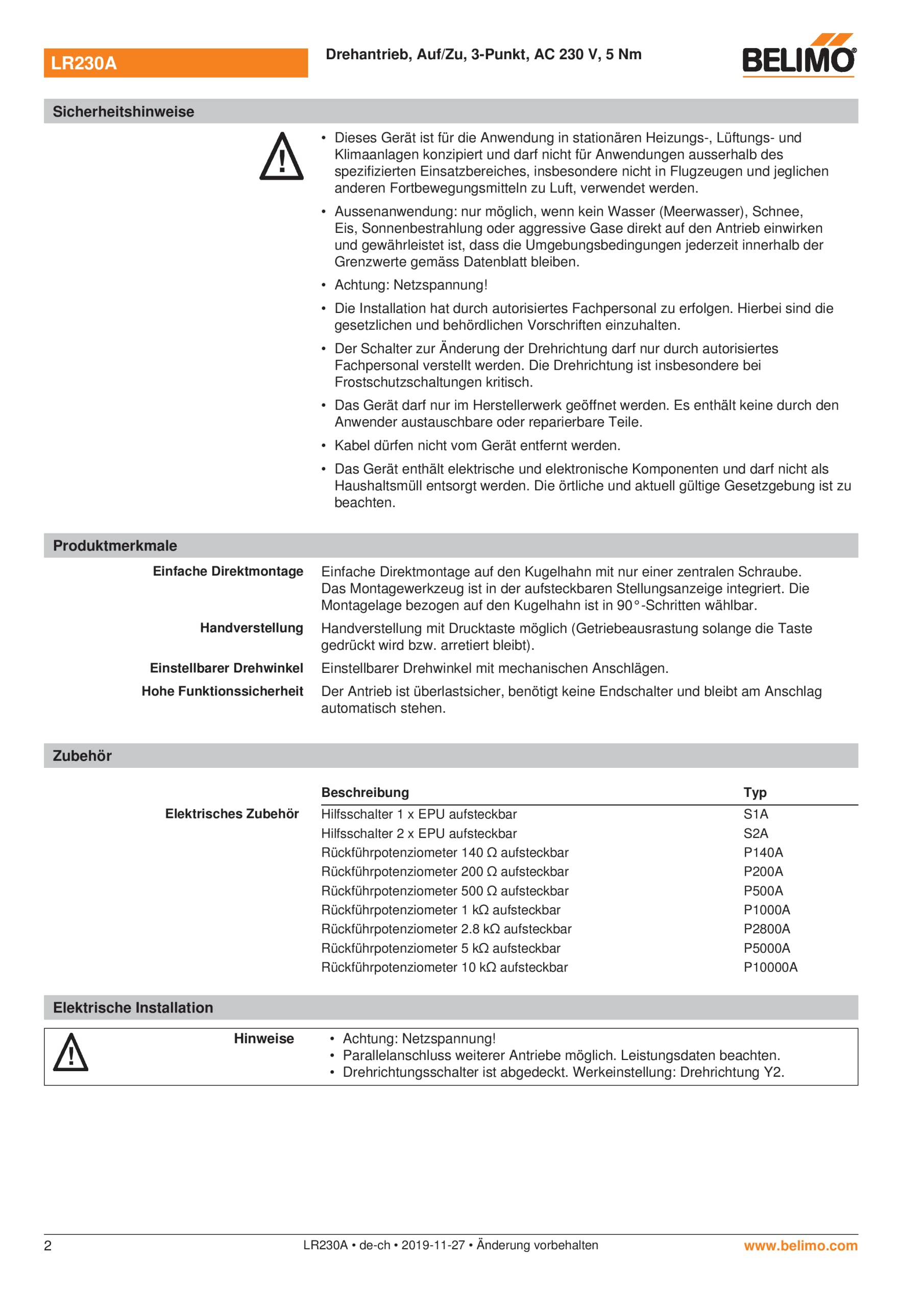 Belimo LR230A - Válvula de bola