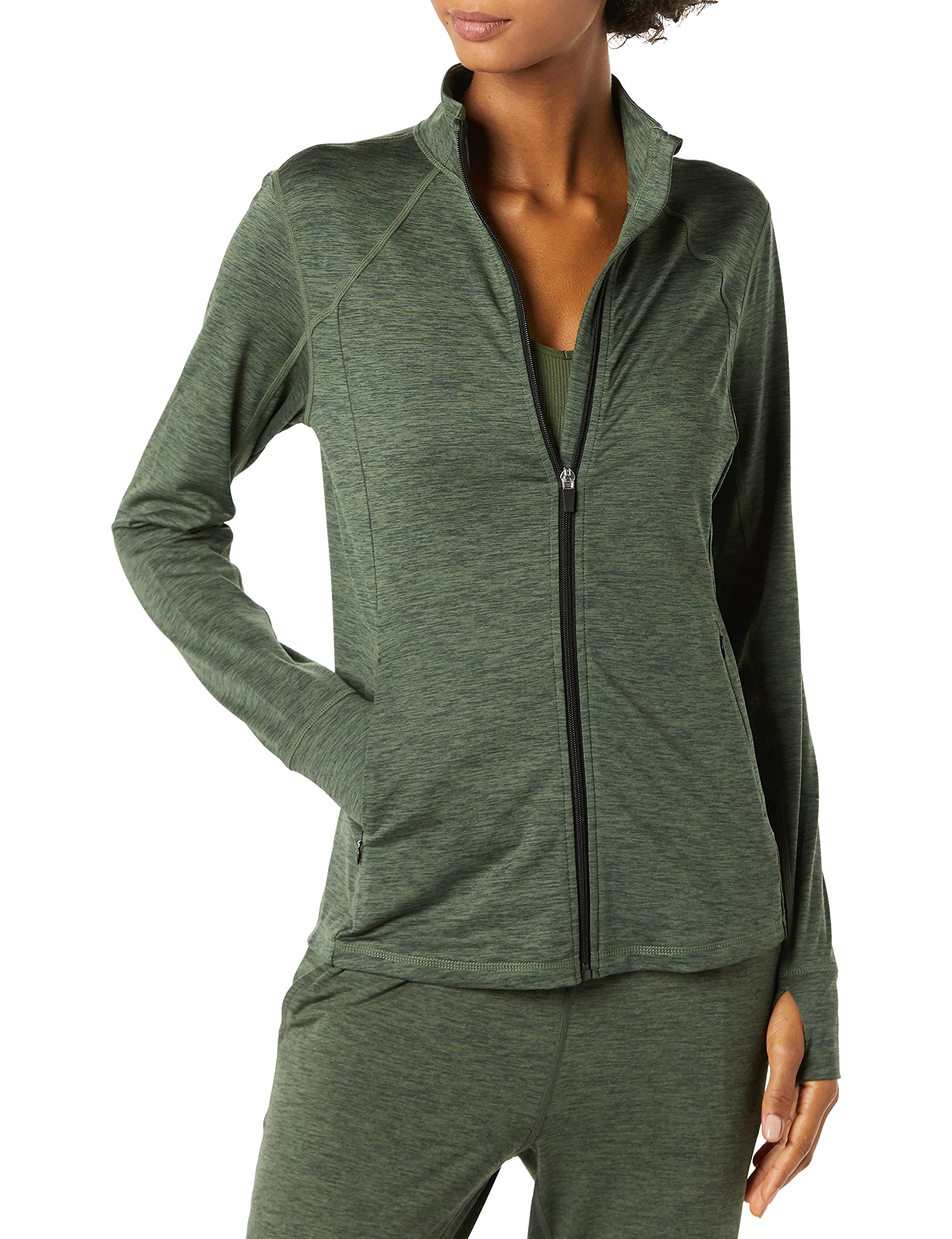 Amazon Essentials Women's Brushed Tech Stretch Full-Zip Jacket (Available in Plus Size)