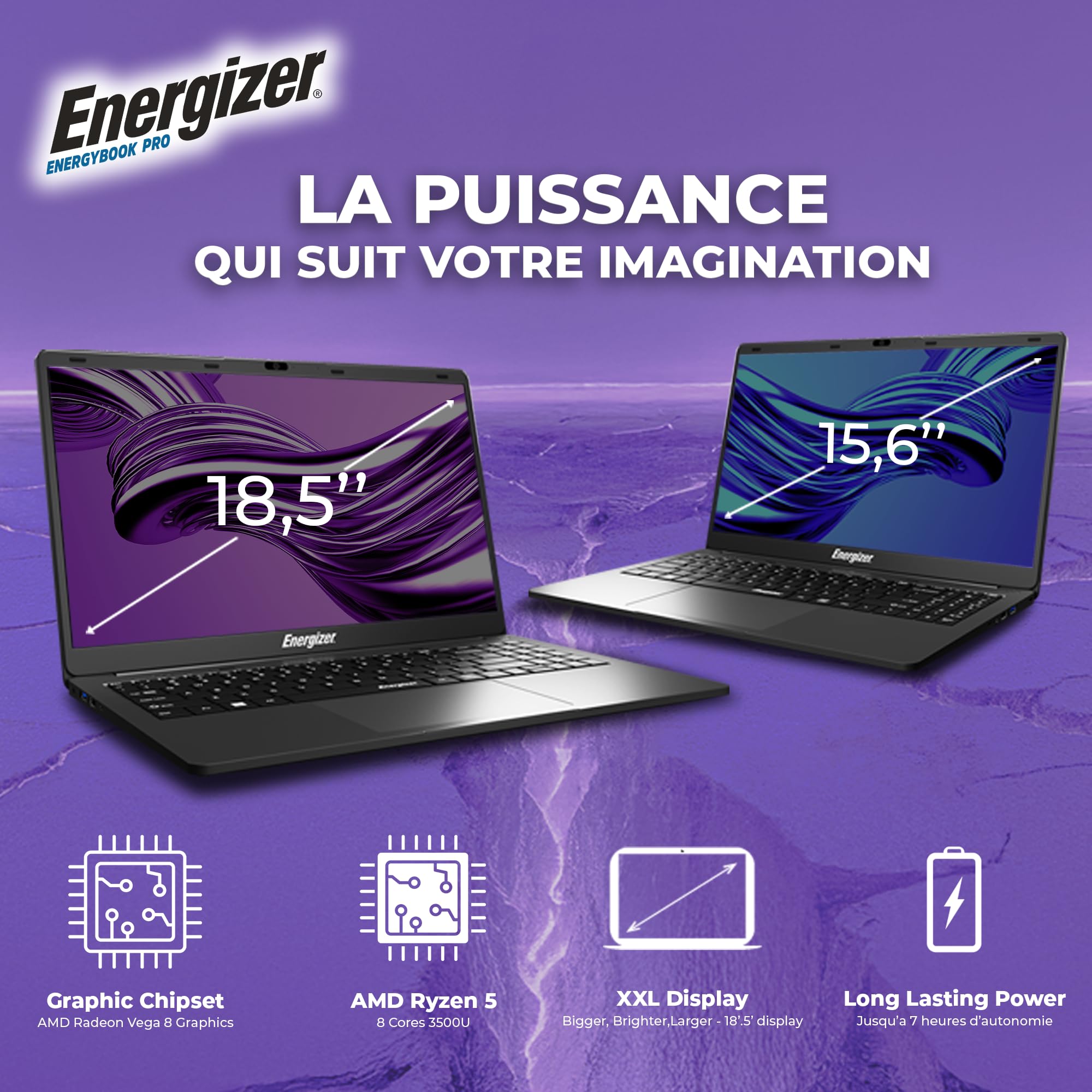 Energizer EnergyBook Pro 15,6 – Laptop 15,6’’ FHD IPS – AMD Ryzen 5 3,7 GHz – 16 GB RAM, 512 GB SSD NVMe – Vega 8 – Windows 11 – Batteria a lunga durata 6000 mAh – Tastiera QWERTY – Alte Prestazioni