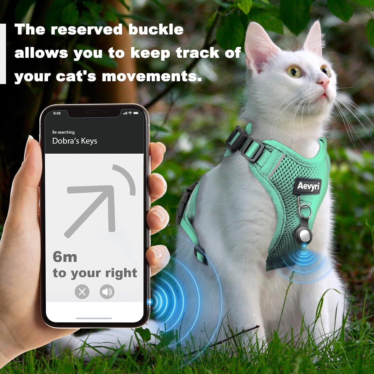 Cat Harness and Leash for Walking, The Upgrade Can be Adjusted in Four Directions and Breathable Cat Harness for Anti Escape that can be Fitted and Positioned, Reflective Strips Harness, Green, L