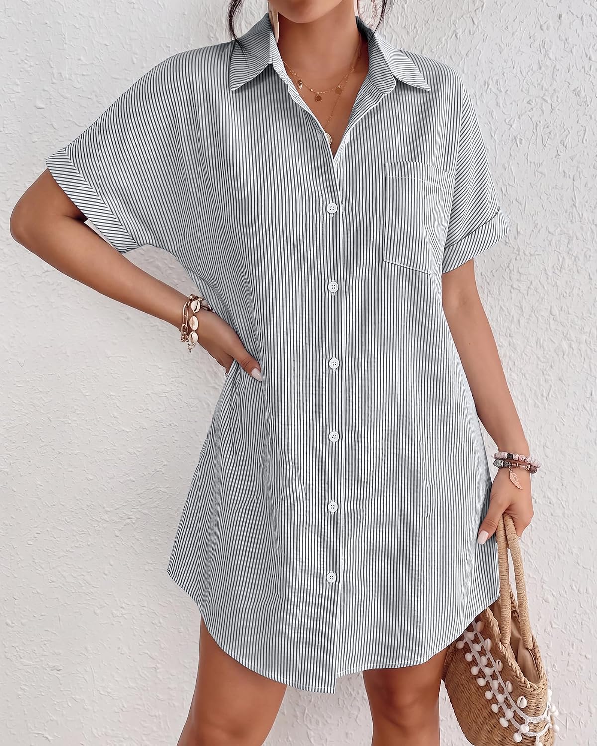 Bsubseach Women Swimsuit Coverup Shirt Dress Button Down Bathing Suit Cover Up Beach Vacation Outfits