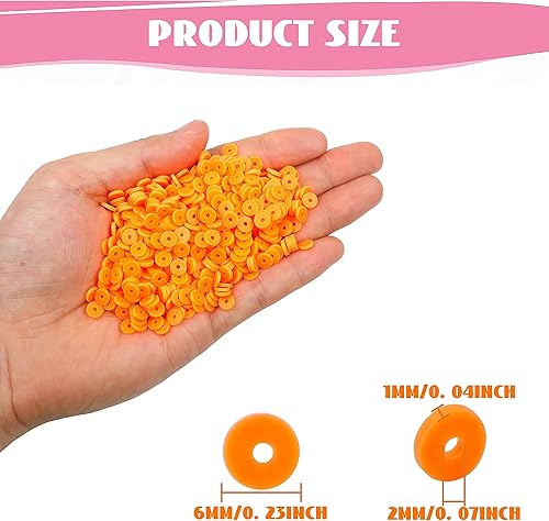 Miniatura 4 de 2000 cuentas de arcilla blanca, cuentas espaciadoras de arcilla polimérica, cuentas planas redondas de vinilo Heishi de 0.236 pulgadas, cuentas