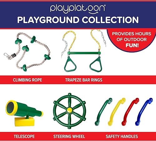 Miniatura 5 de Play Platoon Paquete de 2 asas de seguridad para patio de recreo, barras de agarre azules para gimnasio de selva al aire libre o juego de columpios