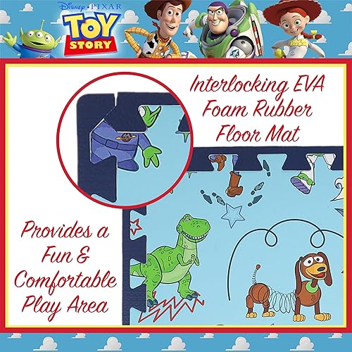 Miniatura 3 de Disney Pixar Toy Story - Tapete de espuma EVA entrelazado The Crew, azulejos de espuma EVA entrelazados, azul, 36 x 36 pulgadas