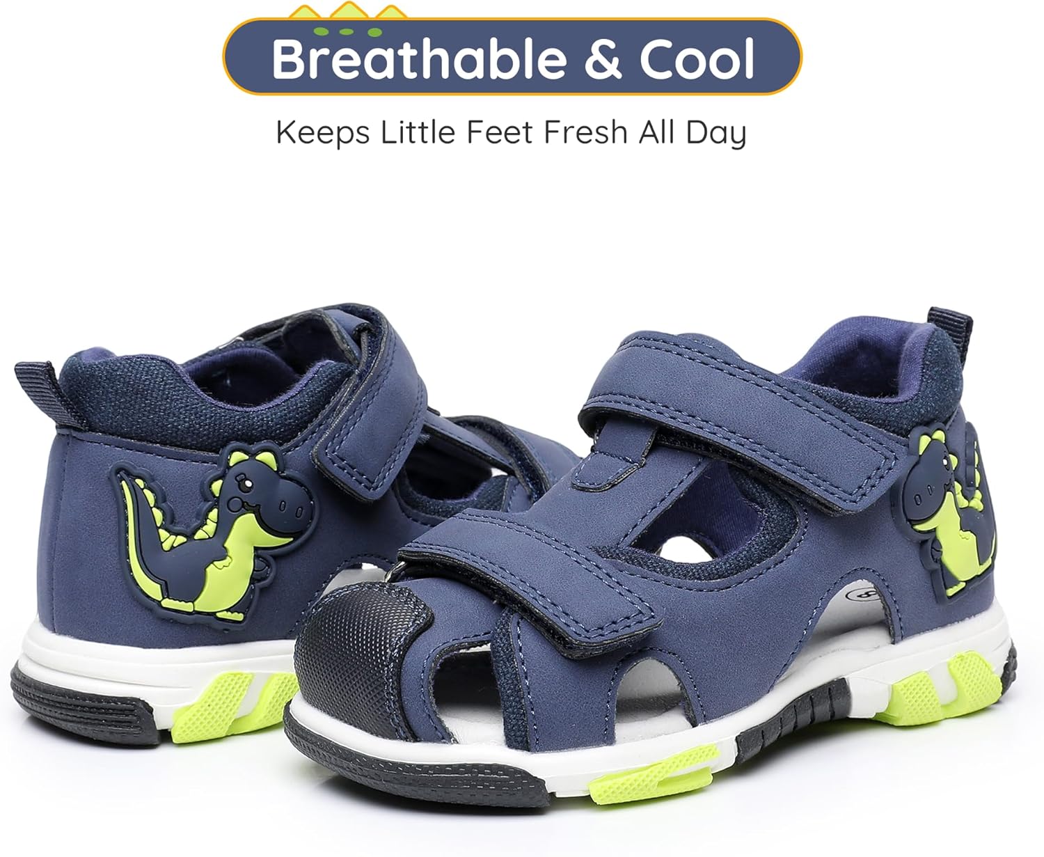 Apakowa Toddler Sandals for Boys – Close Toe Kids Sandals with Hook & Loop Ages 9 Months – 5 Years