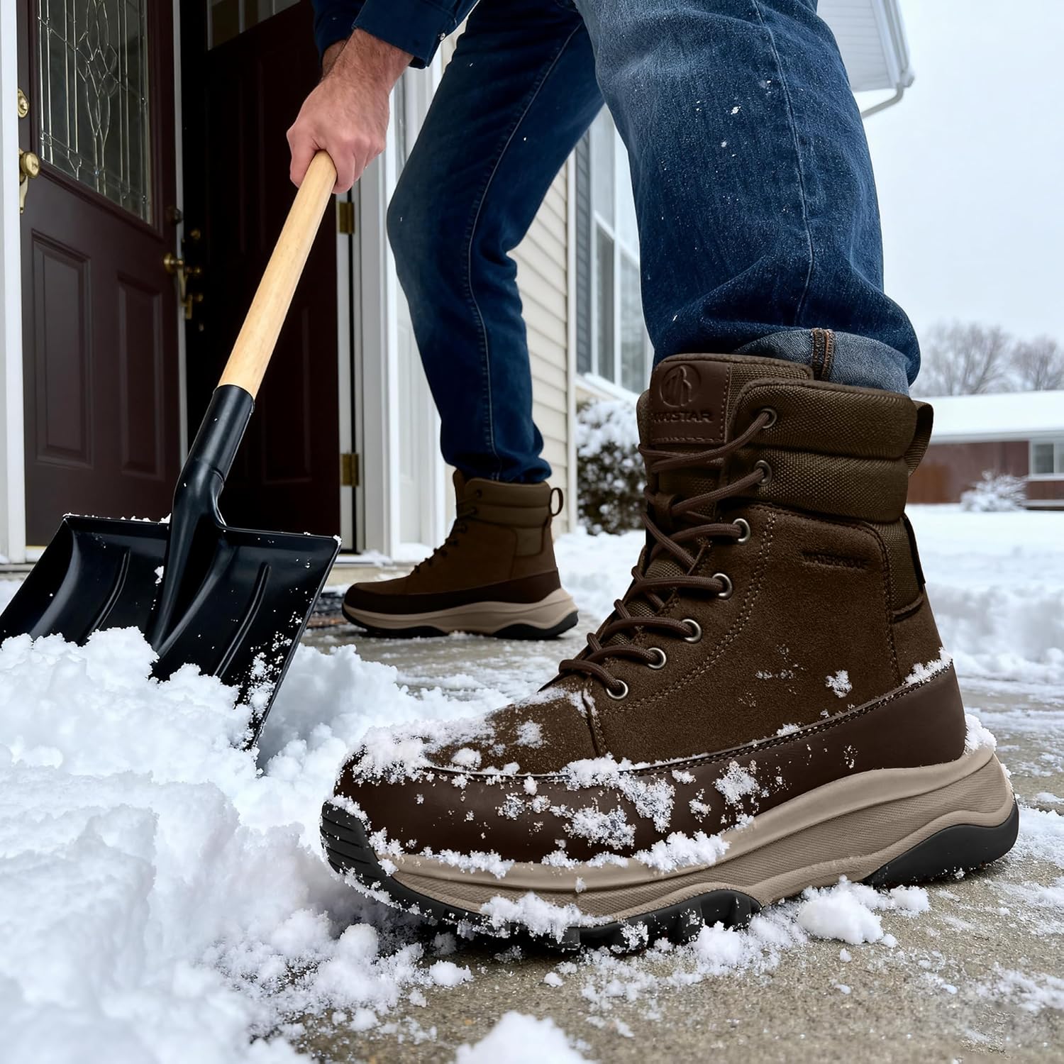 Snow Boots for Men Waterproof Outdoor Casual Winter Boot Lightweight with Arch Support - Image 2