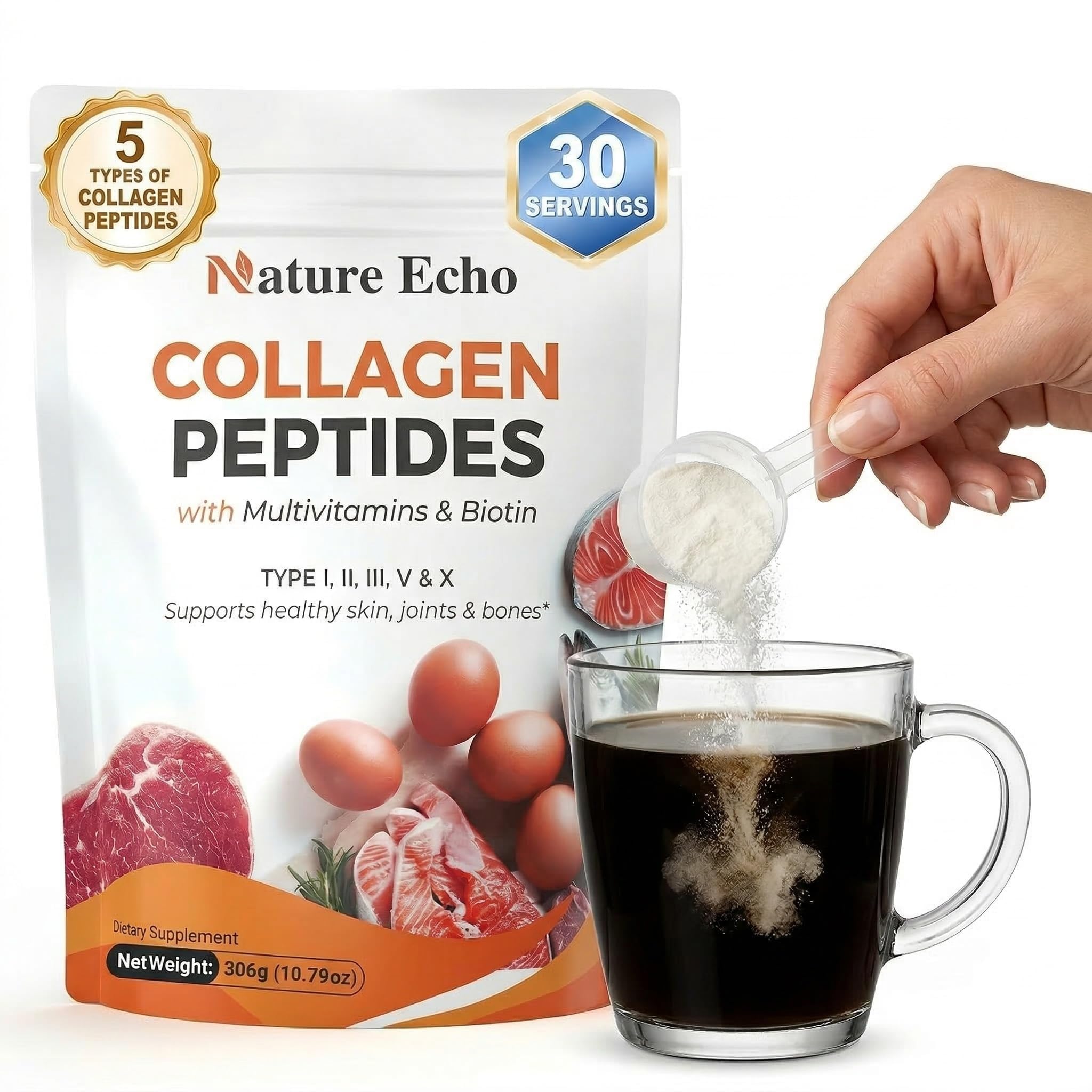 11g Multi Collagen Peptides Powder, 11-in-1 with Biotin & Hyaluronic Acid 10.79 Ounce (Pack of 1)