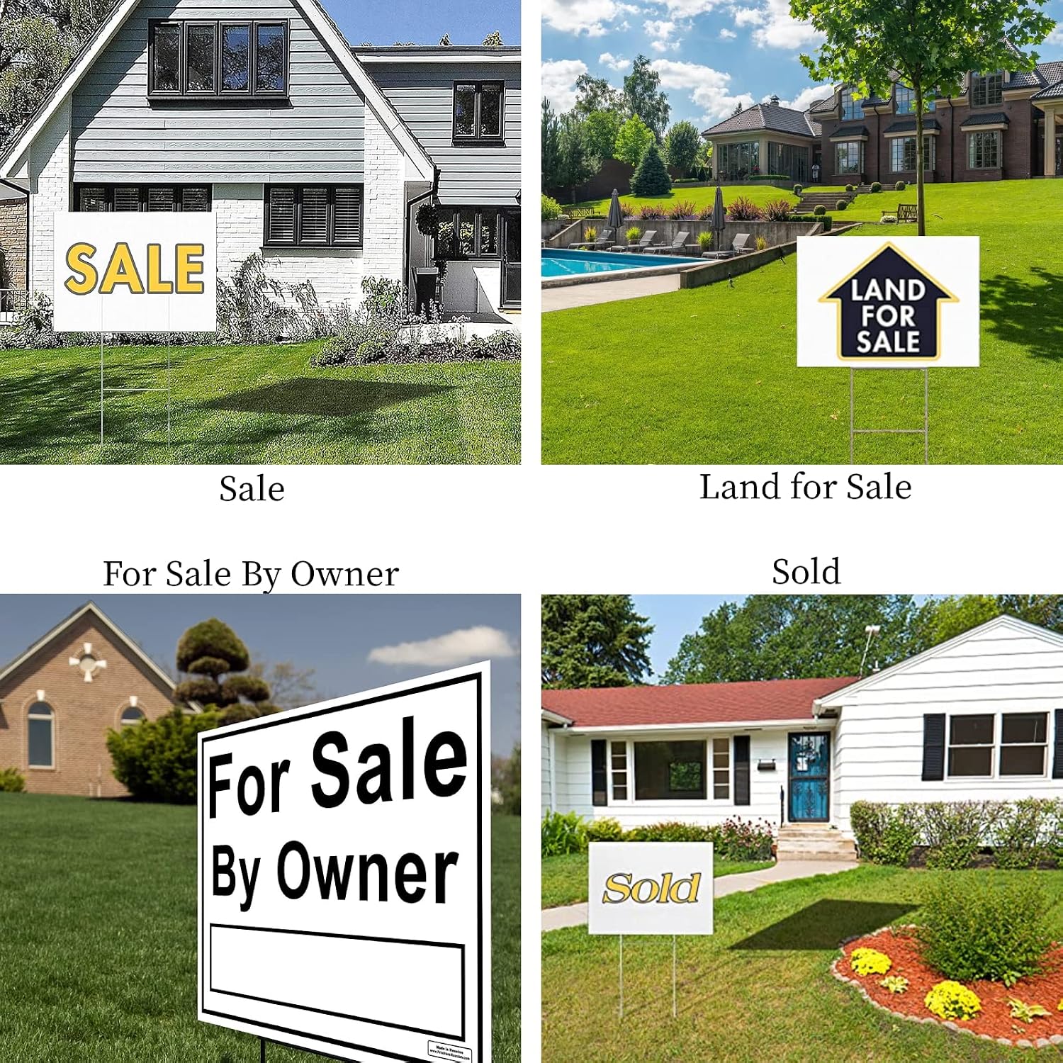 4 Pack Blank Yard Signs with H Stakes 18"x12" Corrugated Plastic Outdoor Sign,Poster Board for Home,Garage Estate Sale,for Rent,Birthday,Open House,Now Hiring,or Political Lawn Signs