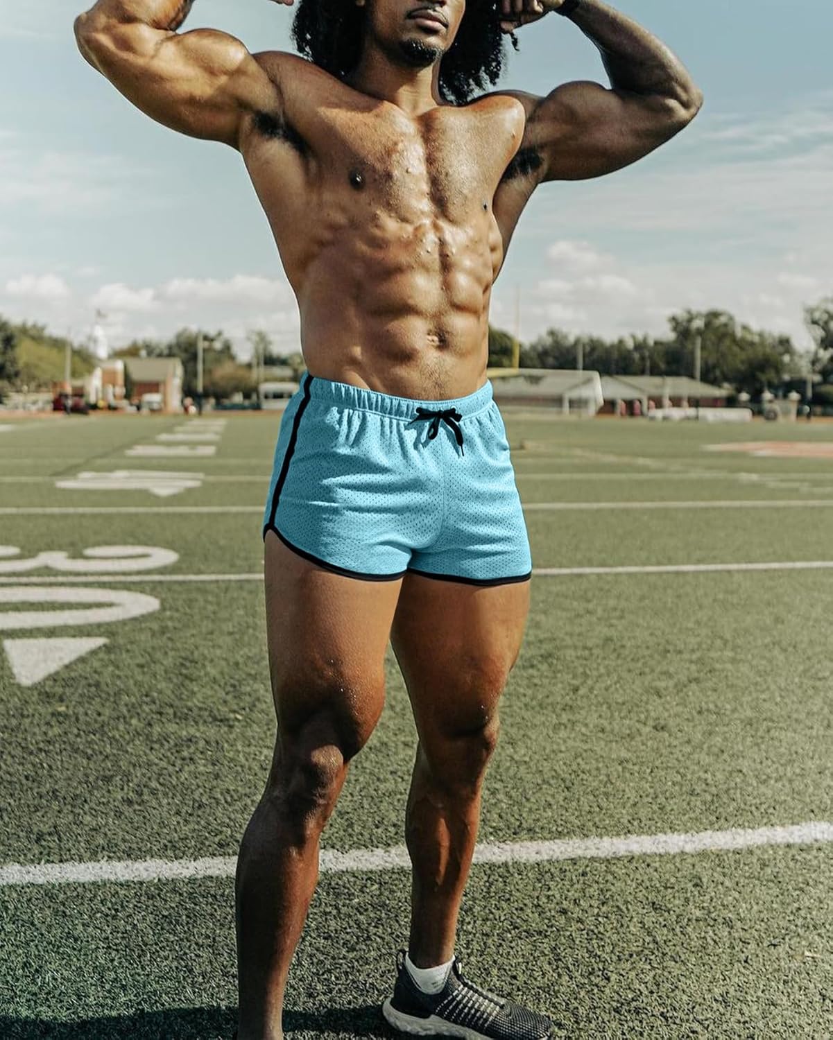 Ouber Men's Fitted Shorts Bodybuilding Workout Gym Running Tight Lifting Shorts - Image 3