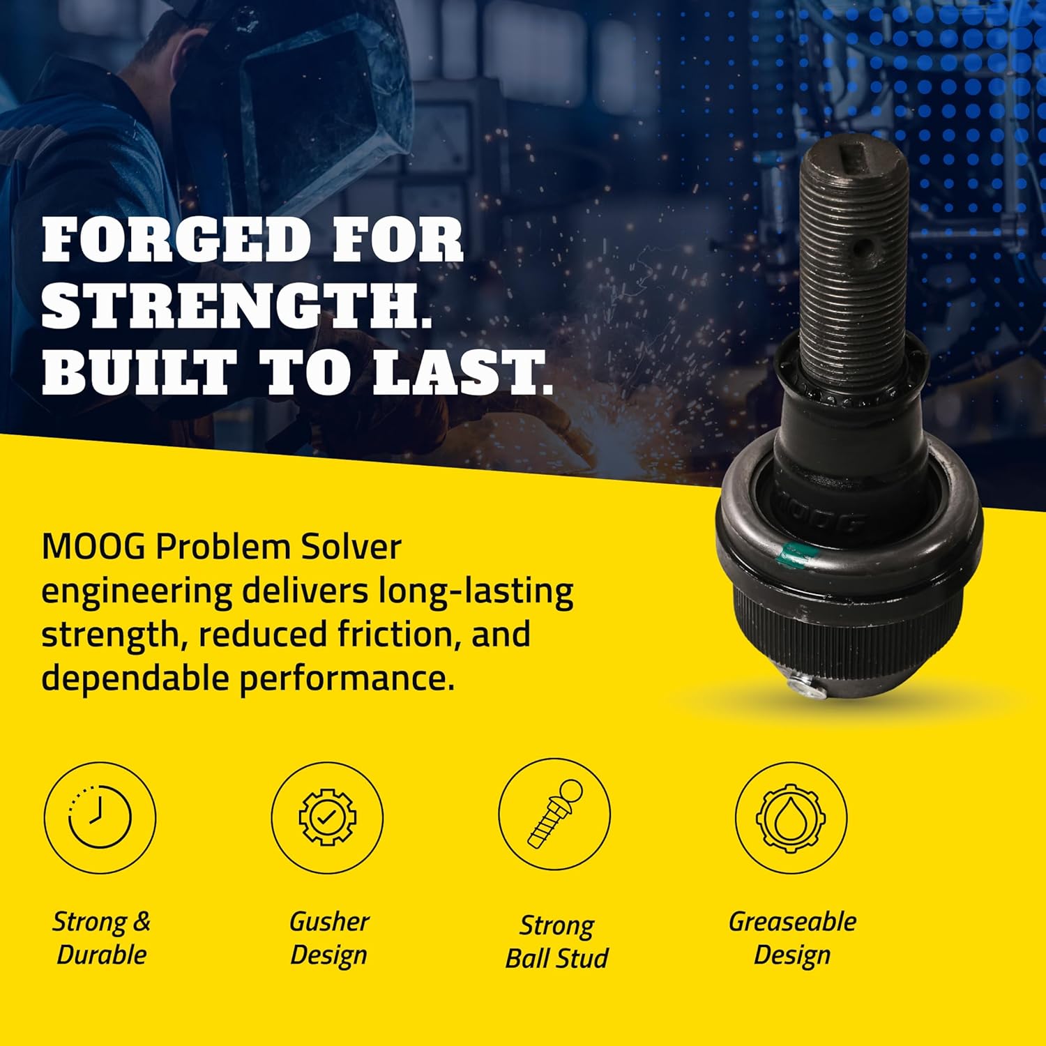MOOG Front Suspension Track Bar - Strong Ball Joint & Greaseable Socket Joint - Axle Stability Support - Precision Fit