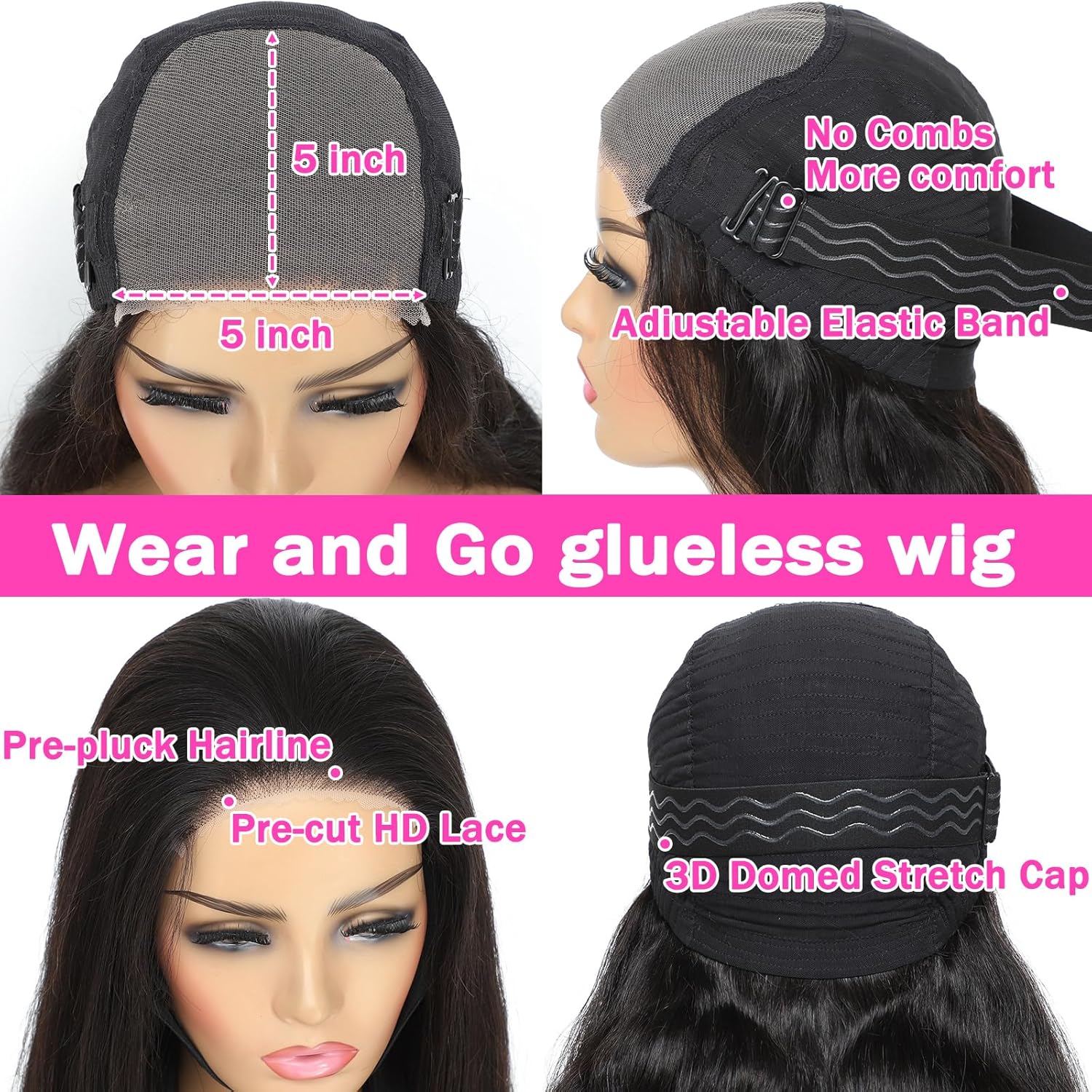 26 Inch Wear and Go Glueless Wigs Human Hair Pre Plucked Pre Cut 5x5 Hd Lace Closure Wigs Human Hair 180 Density Body Wave Lace Front Wigs Human Hair Wigs for Women No Glue 3 Seconds for Beginners