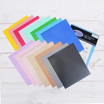 Threadart Heat Transfer Vinyl Bundle - 15 Sheets 10" x 12" HTV | Iron-on HTV vinyl for t-shirts, bags & crafts; works with scissors and cutting machines