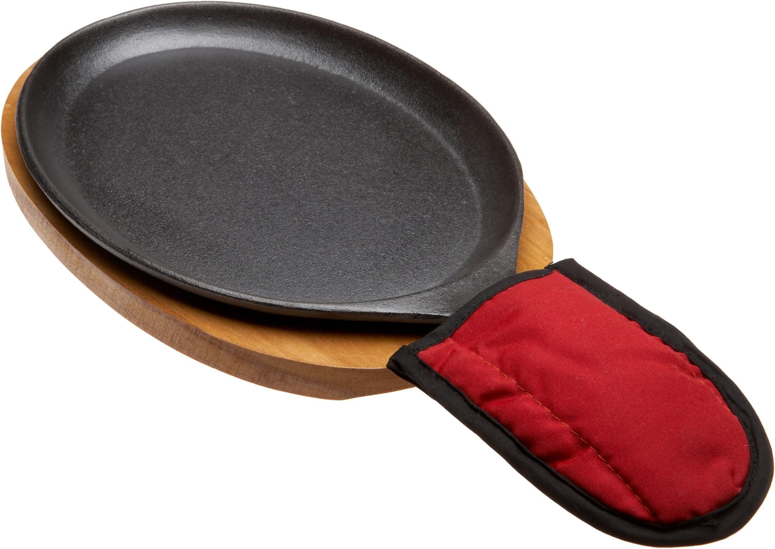 Old Mountain Fajita Plate Set - Pre-seasoned Cast Iron Fajita Pan with Wooden Tray and Hot Mitt by