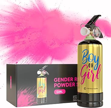 Pink Gender Reveal Smoke Bomb Powder Spray Fire Extinguisher, Outdoor Use