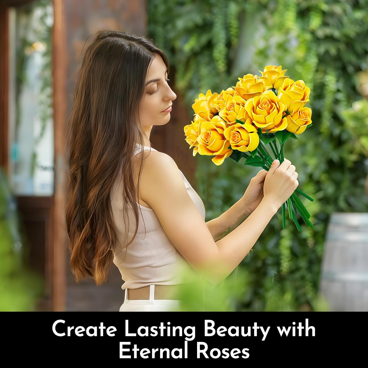 Mothers Day Rose Flower Bouquet Building Set for Adults, Gifts for Mom Wife Couple Women Girlfriend - Buildable Artificial Floral Botanical Collection Art Decor for Home or Office (530 Pcs)