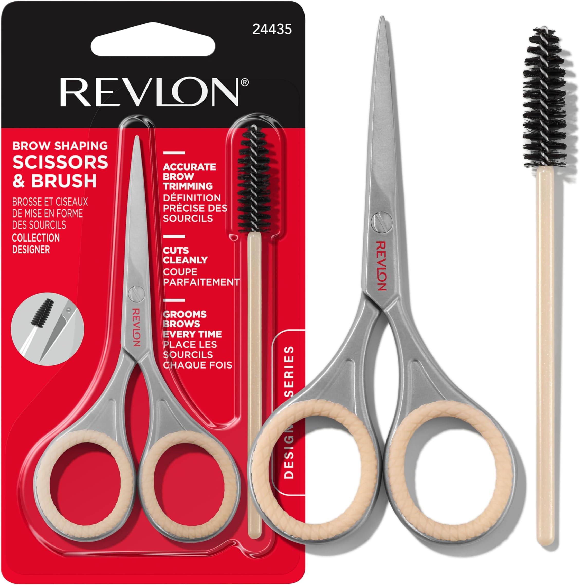 Designer Series Brow Set, Trimming and Shaping Eyebrow Kit with Scissors and Spoolie Brush, Easy to Use at Home or on The Go, 1 Count