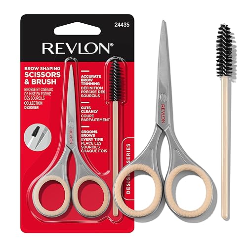 Revlon Designer Series - Juego de cejas para recortar y dar forma a cejas con tijeras y cepillo de carrete, fácil de usar en casa o sobre la marcha,