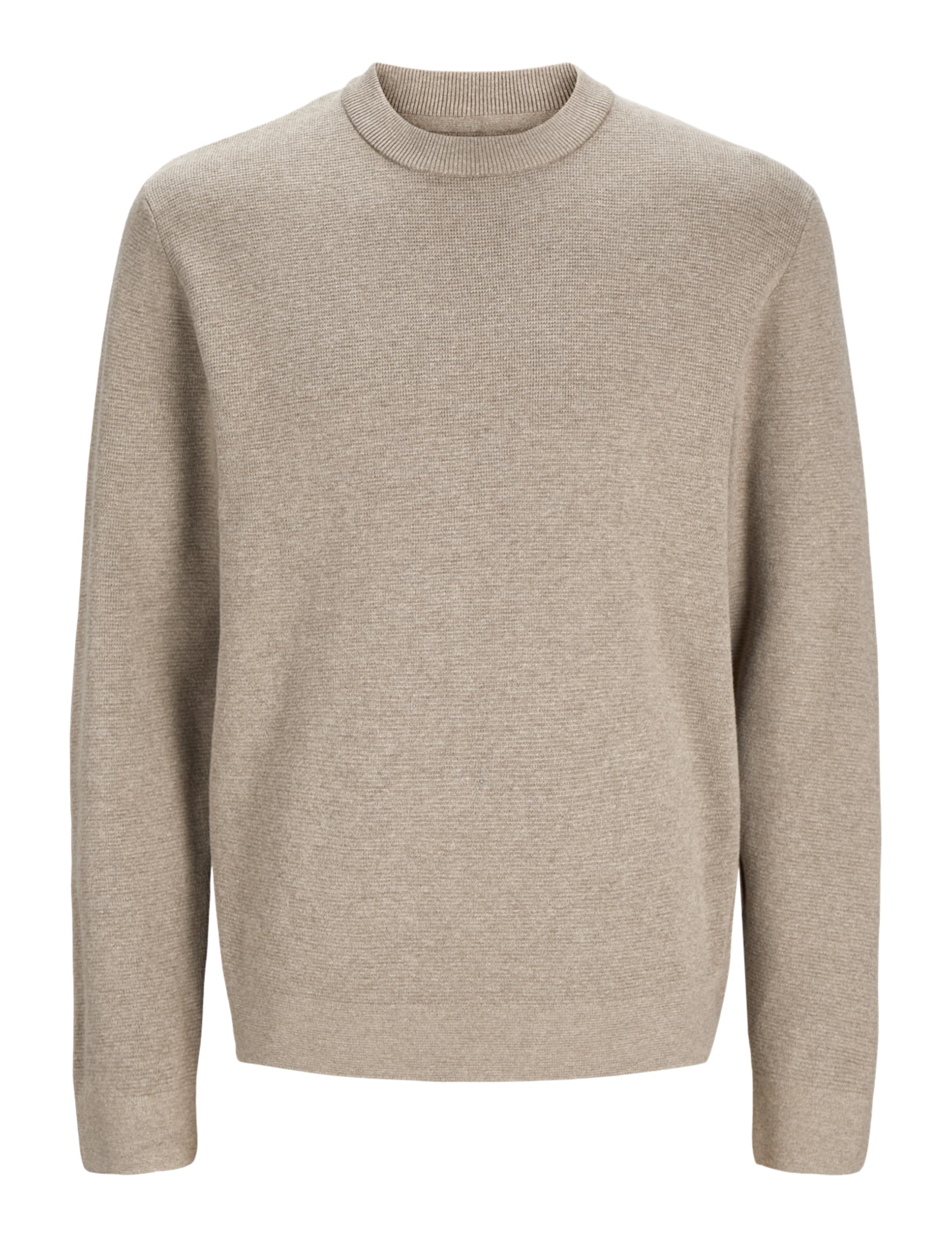 JACK & JONES Male Knitted Jumper Plain Knitted Jumper, Greige, M