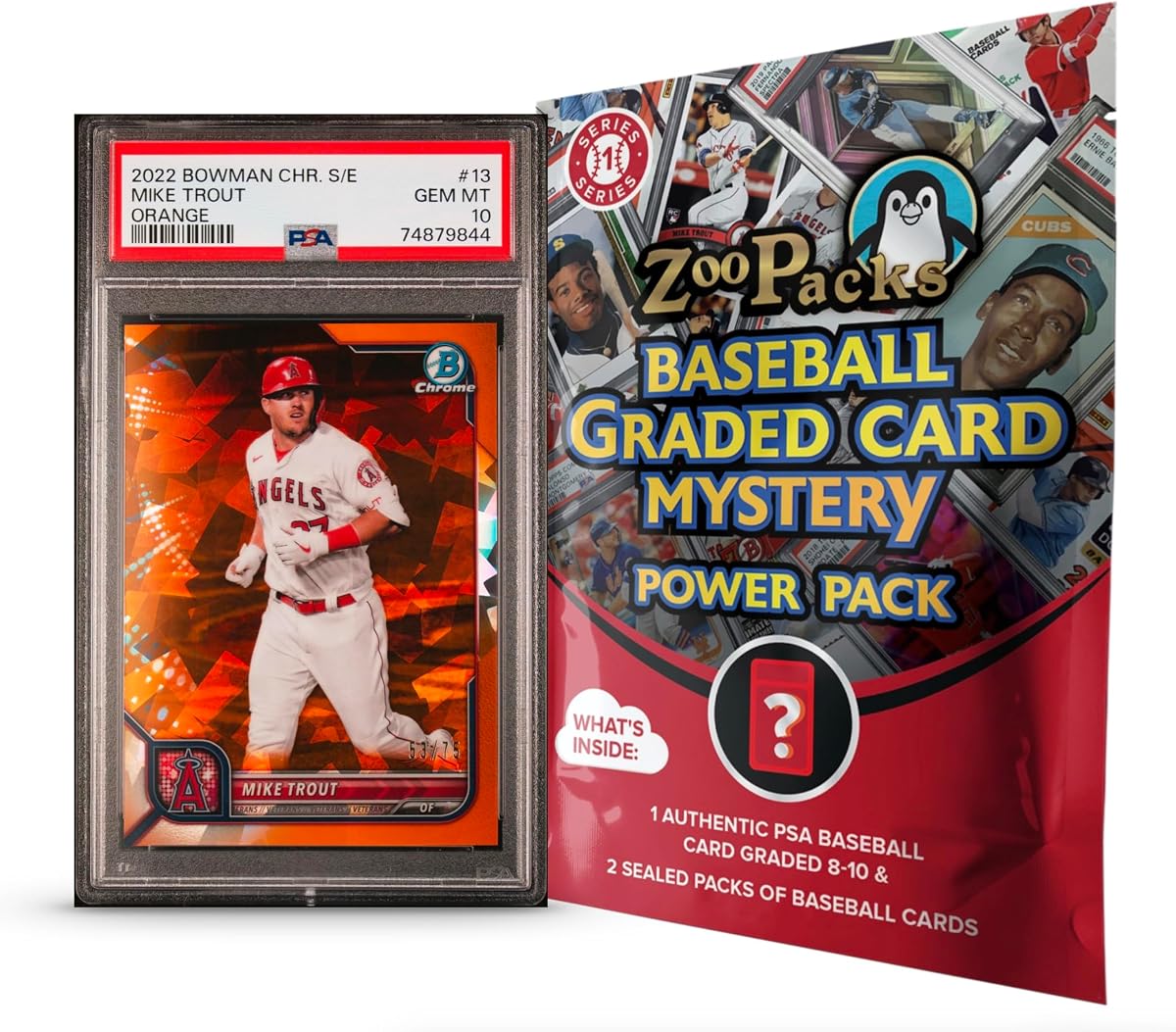 Mike Trout PSA Graded Card Mystery Power Pack - 1 PSA Graded Mike Trout Card and 2 Packs of Cards Per Pack - Amazon Exclusive