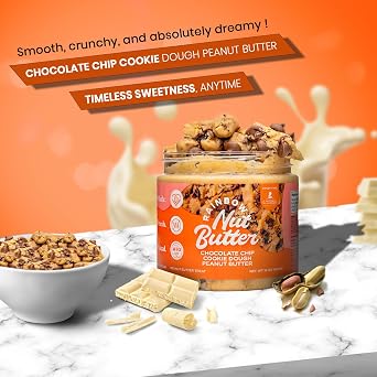 Rainbow Nut Butter, Chocolate Chip Cookie Dough Peanut Butter, White & Milk Chocolate, High Protein Flavored Nut Butter, (16 oz Jar)