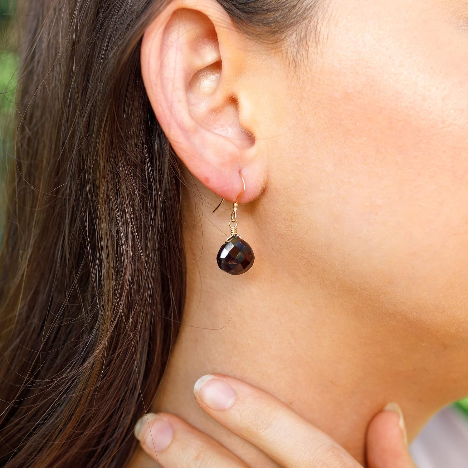 Garnet Teardrop Earrings in 14k Gold Fill