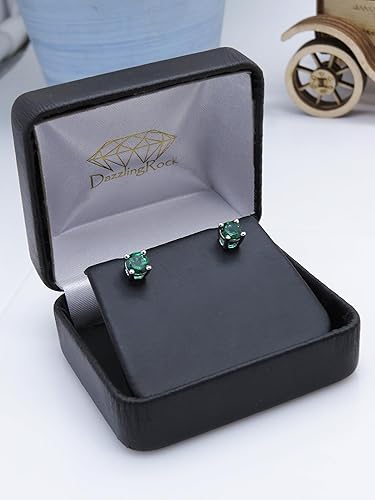 Miniatura 4 de Dazzlingrock Collection Aretes solitarios redondos de 0.217 in para ella en plata de ley 925