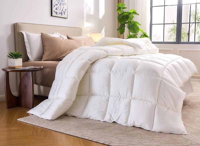 Pure Bamboo Duvet Insert King Size (106x92 in) - Ultra Soft Quilted Duvet Insert with 8 Corner & Side Loops, Double Stitching, Satin Piping - Luxuriously Soft (King, Heavyweight)