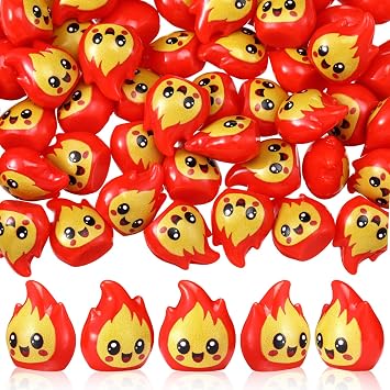 Soaoo 50 Pcs Mini Resin Fire Miniature Cute Fake Fire Figurines Ornament for Tiny Flame Model Landscape Gifts DIY Crafts Small Town Accessories Micro Campfire Scene Garden Home Spring Decoration