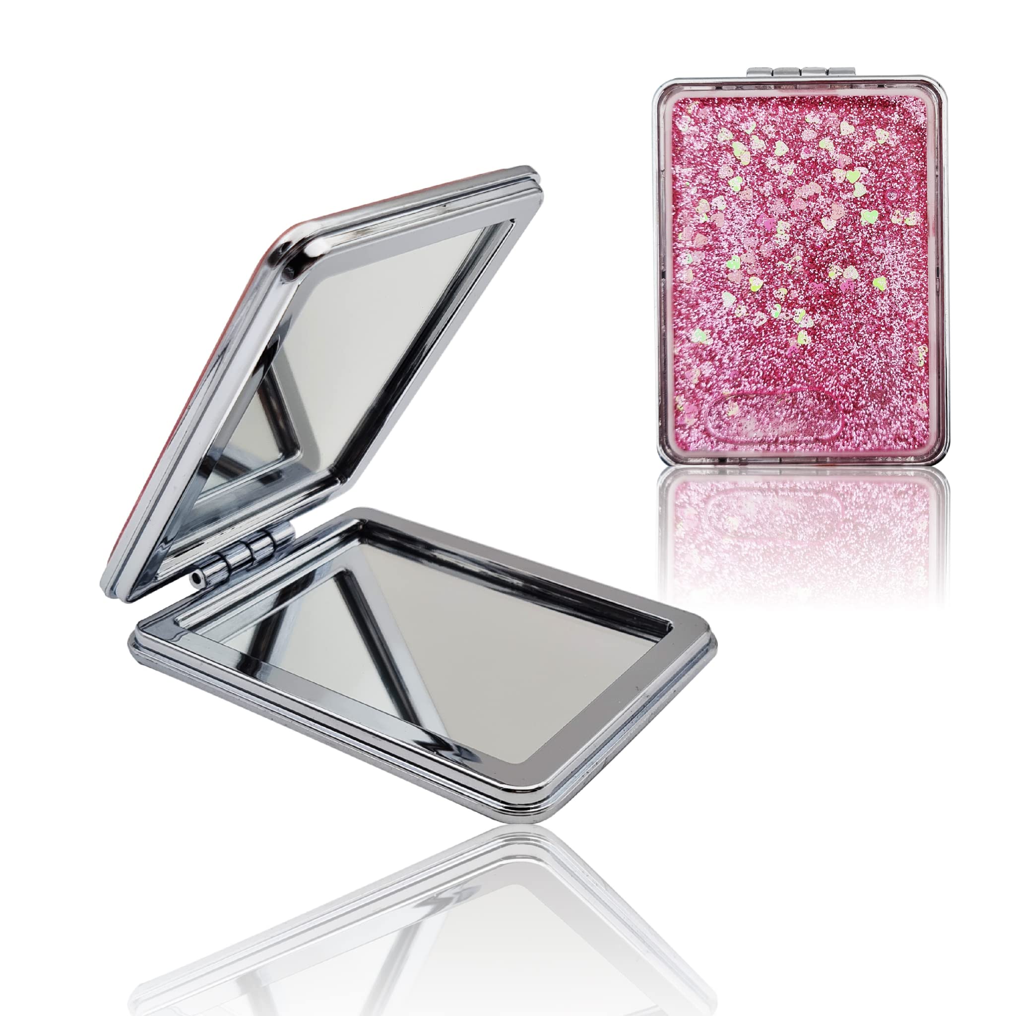 MAJESTIQUE Square Magnifying Compact Mirror, Perfect for on-The-go Touch-ups - Color May Vary