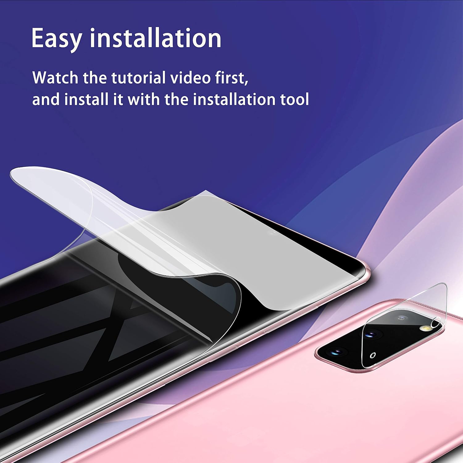 UniqueMe [ 4 Pack Compatible For Samsung Galaxy S20 6.2 - inch Flexible TPU Screen Protector and Camera Lens Protector 【Not for Samsung Galaxy S20 FE】