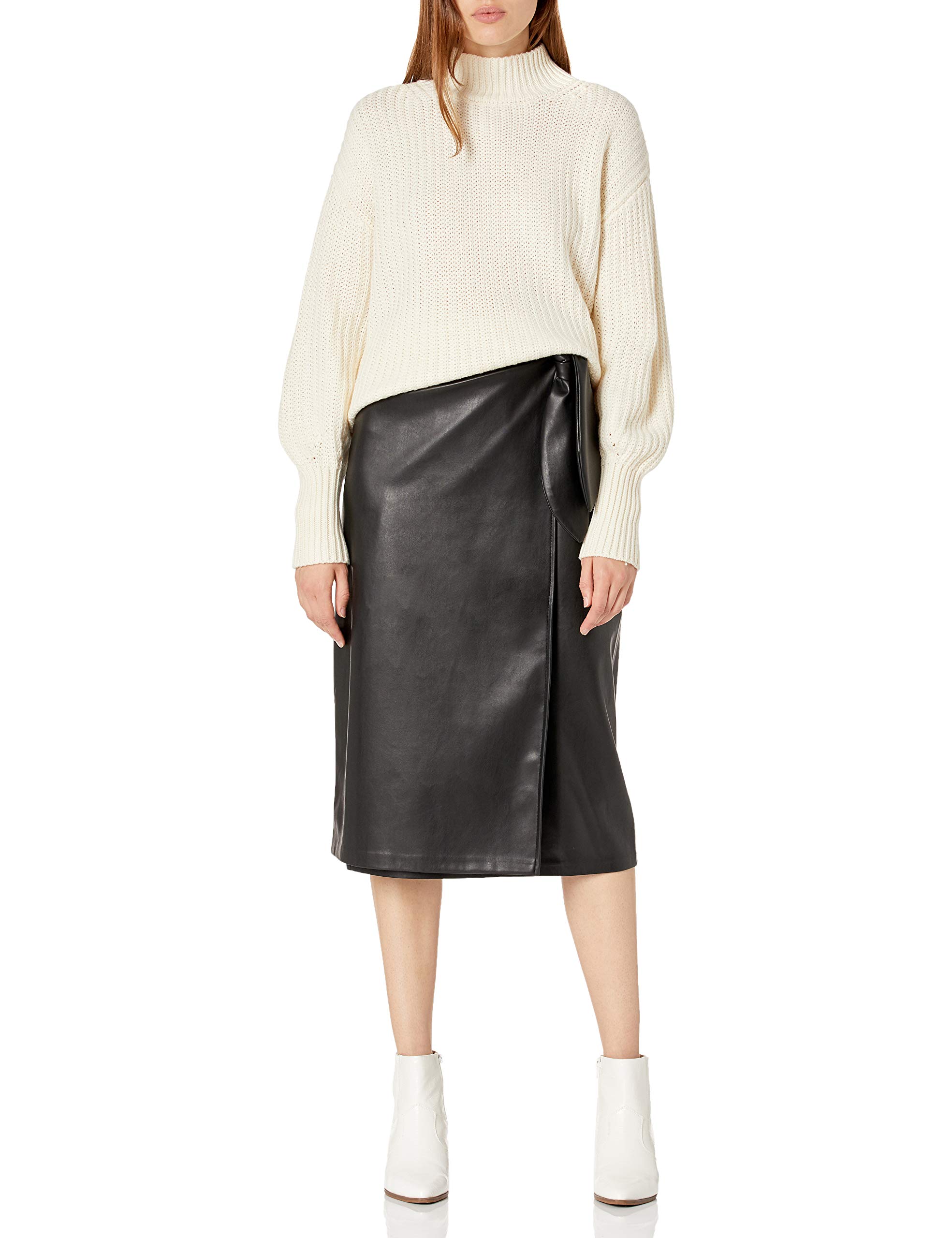 The Drop Manon Falda Midi Cruzada de Piel Sintética Skirts Mujer