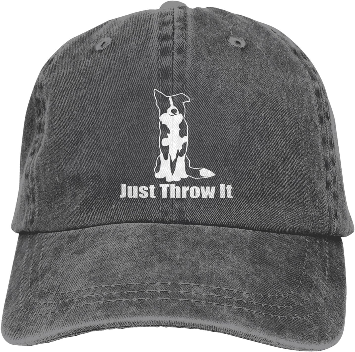 Just Throw It Border Collie Baseball Cap Vintage Cowboy Hat Washed Trucker Hats Deep Heather