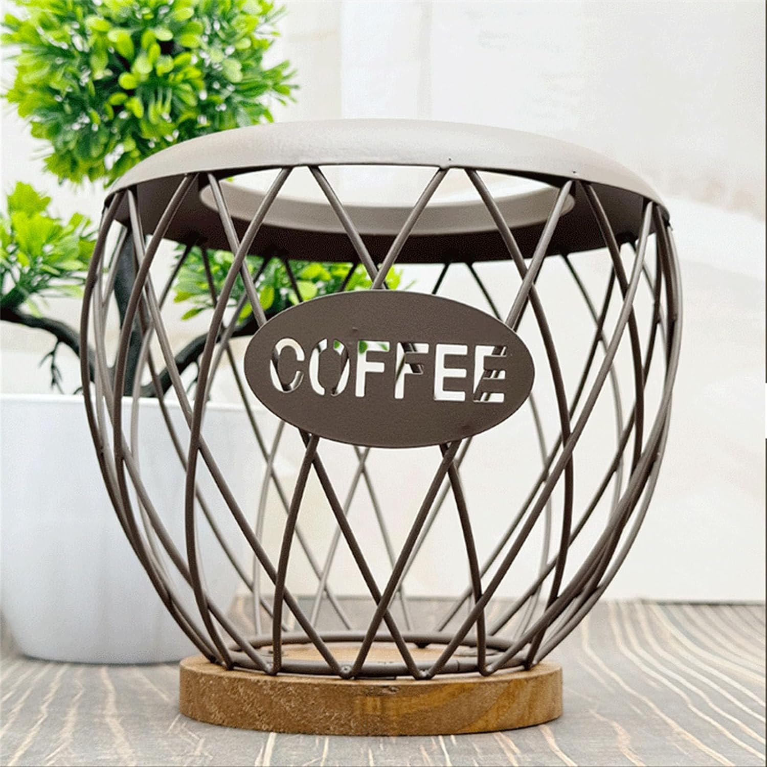Rusts Resistant Coffee Pods Organizers 50 Capacity Metal Wood Frame Modern Kitchen Storage Open Design Space Optimizing Modern Coffee Pods Dispenser