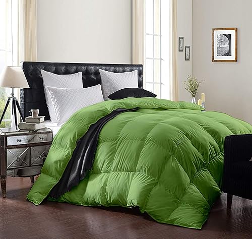 Miniatura 8 de Edredón de plumón de ganso verde azulado, tamaño King de gran tamaño, 116 x 98 pulgadas, 1 pieza para todas las estaciones, 500 GSM, con patrón