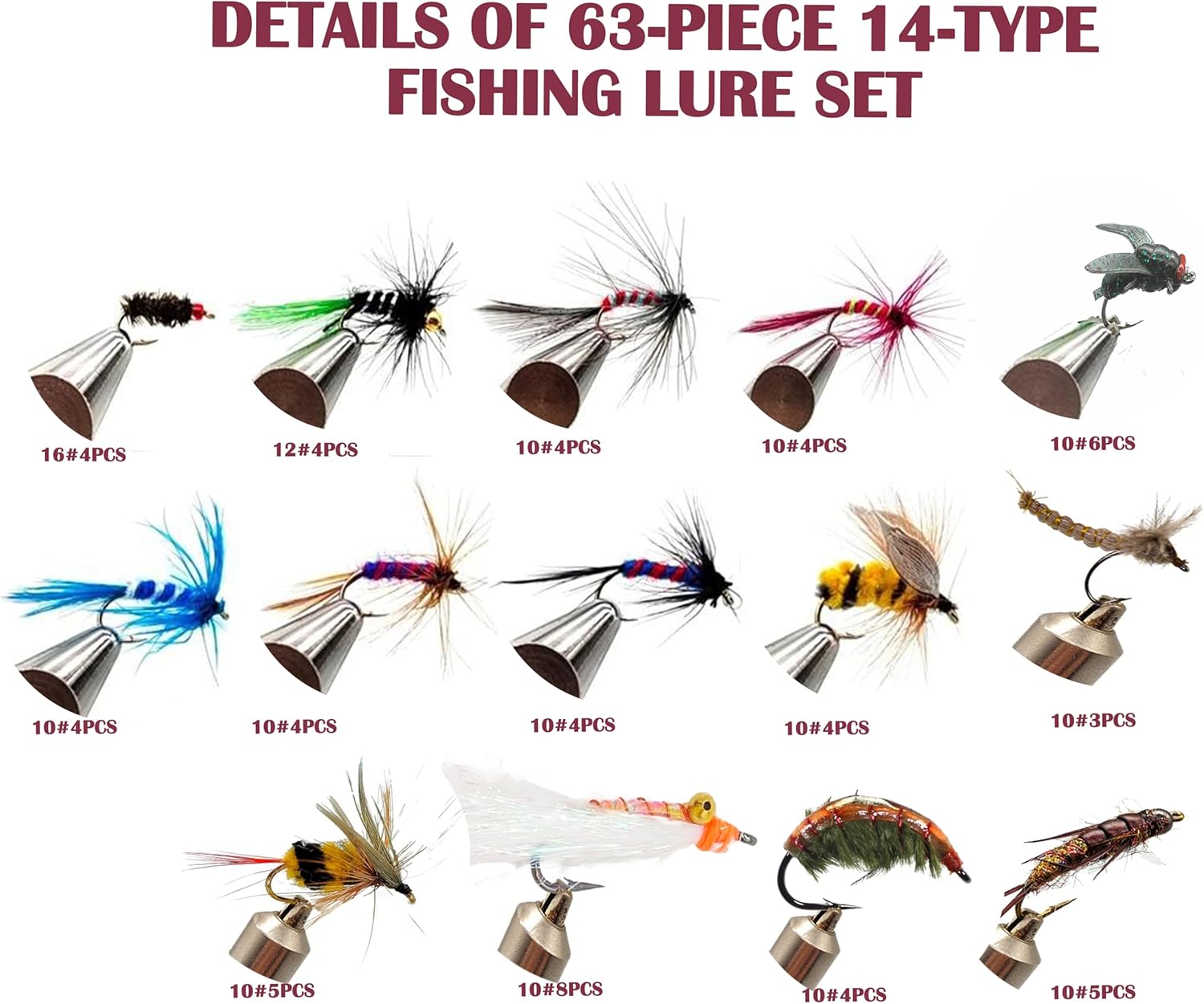 Fly Fishing 120-63-33pcs Premium Hand Tied Fly Fishing Accessories - Fly Boxes Included Dry, Wet, Nymphs, Streamers, Wooly Buggers Trout Flies