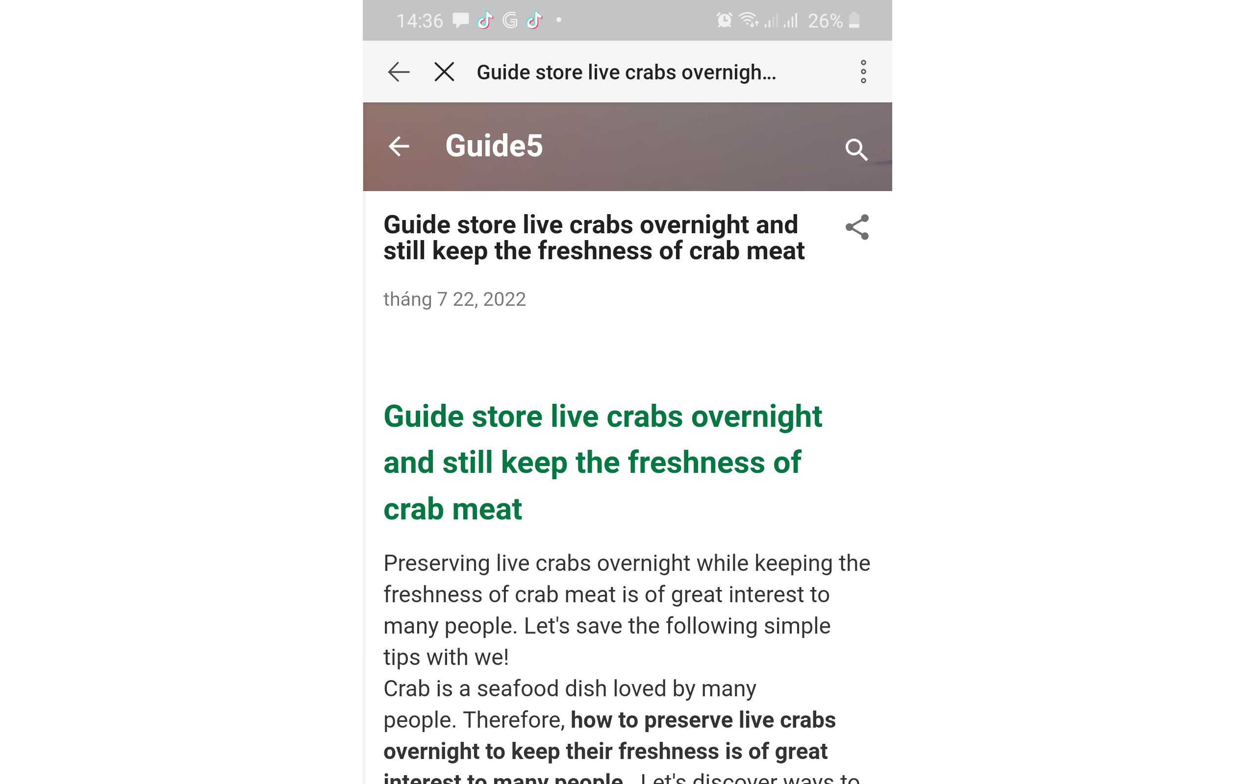 GUIDE STORE LIVE CRABS OVERNIGHT AND STILL KEEP THE FRESHNESS OF CRAB