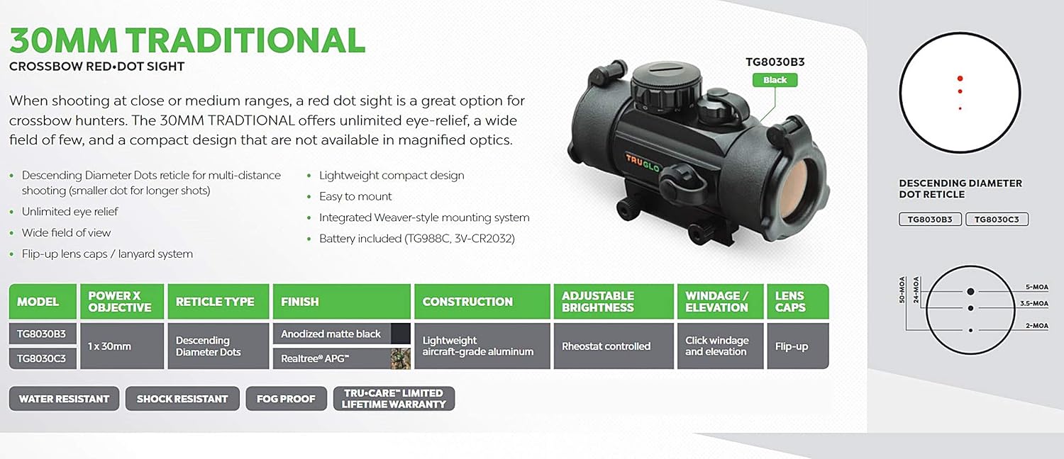 TRUGLO Red-Dot Crossbow 30Mm 3-Dot Sight