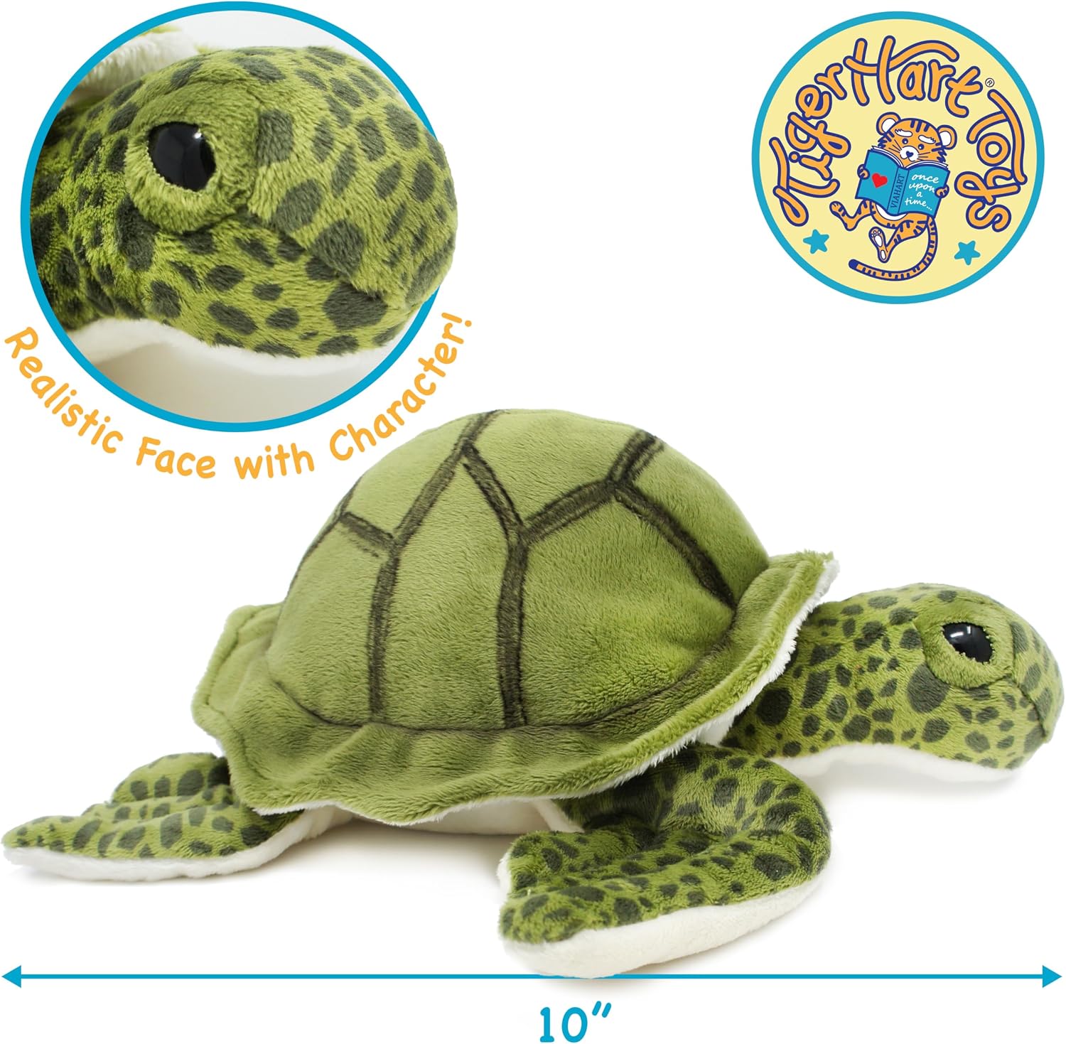 TigerHart Turquoise The Green Sea Turtle - 10 Inch Stuffed Animal Plush