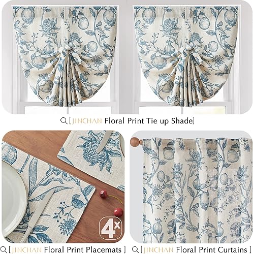 Miniatura 6 de JINCHAN Juego de manteles individuales de lino con diseño floral de Navidad, rústico, estilo campestre botánico, al aire libre, para decoración de