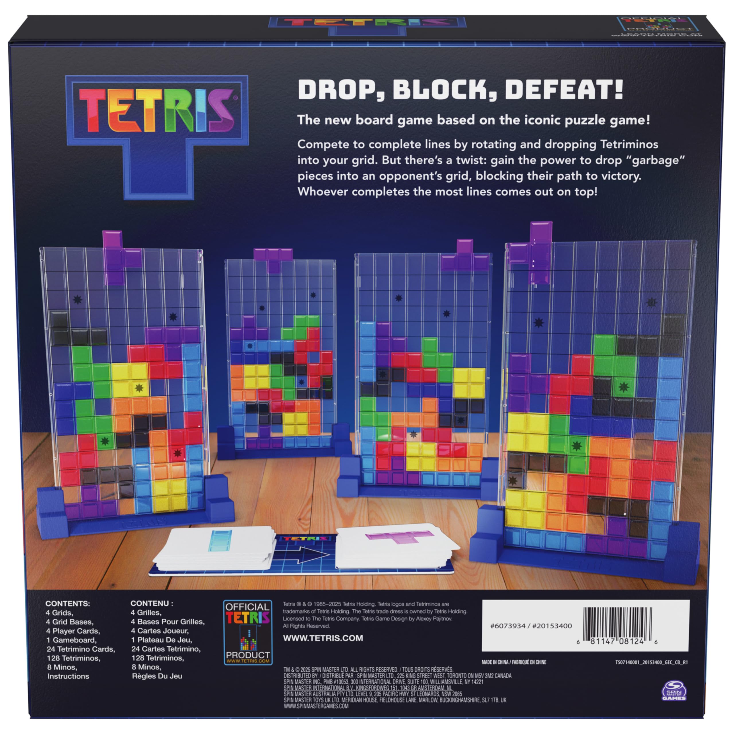 Spin Master Games, Tetris: The Board Game, Play The Classic Puzzle Game Tetris in Real Life, Multiplayer Head-to-Head Puzzle Challenge, 2-4 Players, Stocking Stuffer Gift Ideas for Ages 8 & Up
